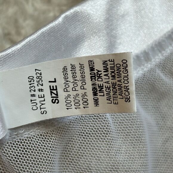 Shirley Of Hollywood Women’s Large White Lingerie Dress Sheer Beaded Adjustable - Picture 7 of 10